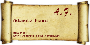 Adametz Fanni névjegykártya